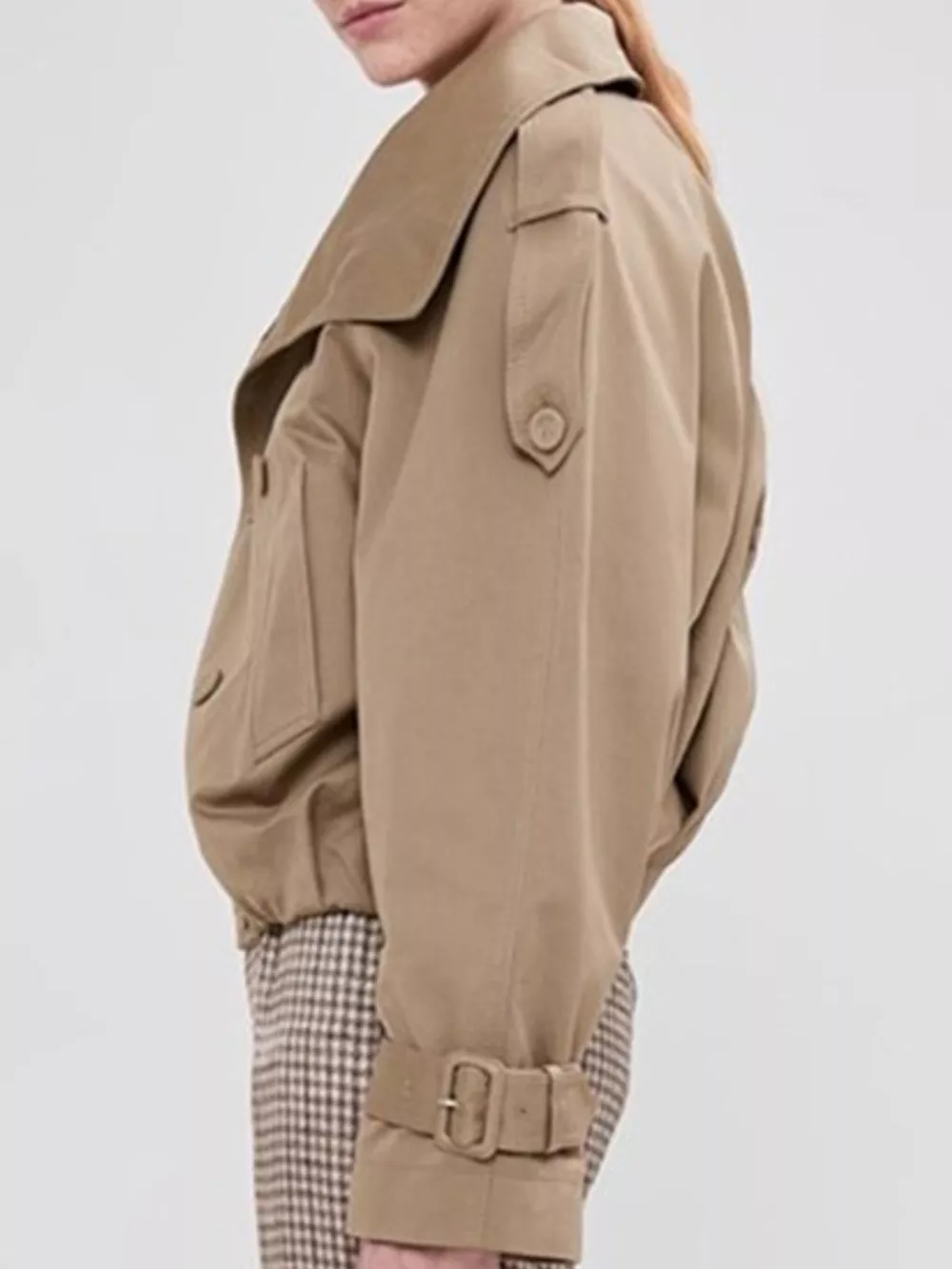 Double-Breasted Cropped Trench Jacket, image 4