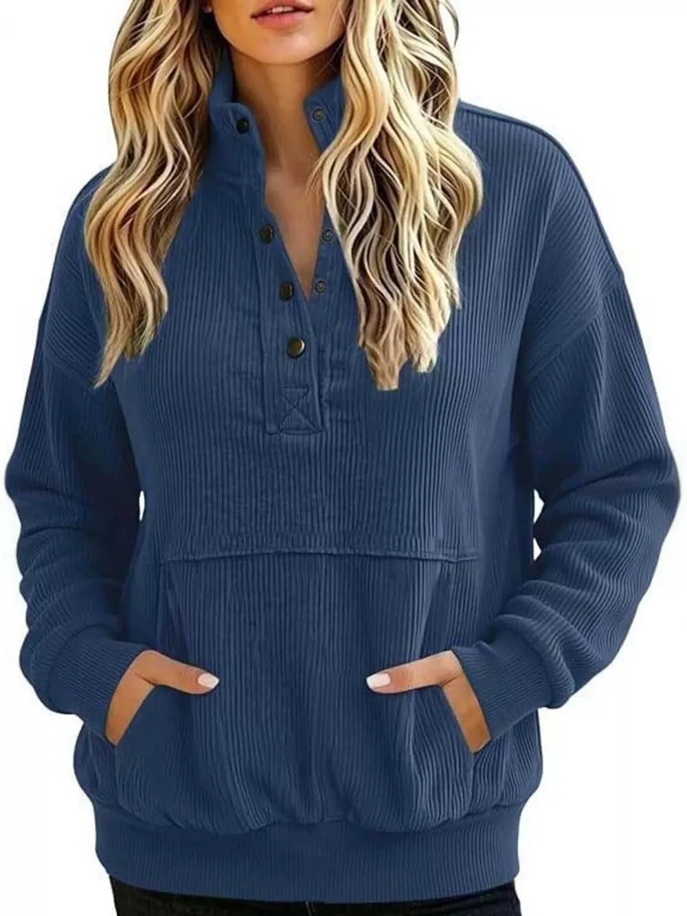 Full Size Quarter-Snap Sweatshirt with Kangaroo Pocket Plus Size, image 17