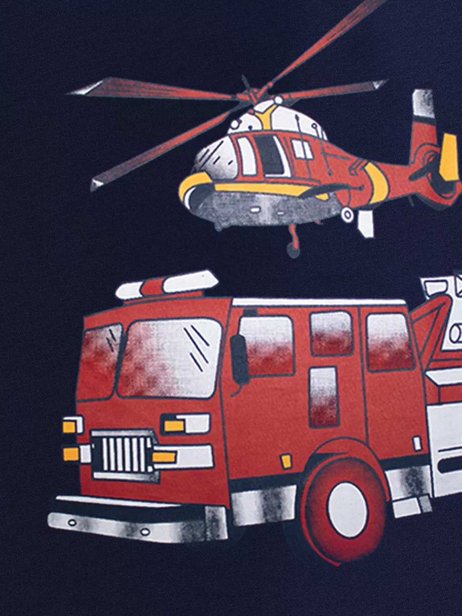 Children's Fire Truck and Helicopter Print T-Shirt, image 3