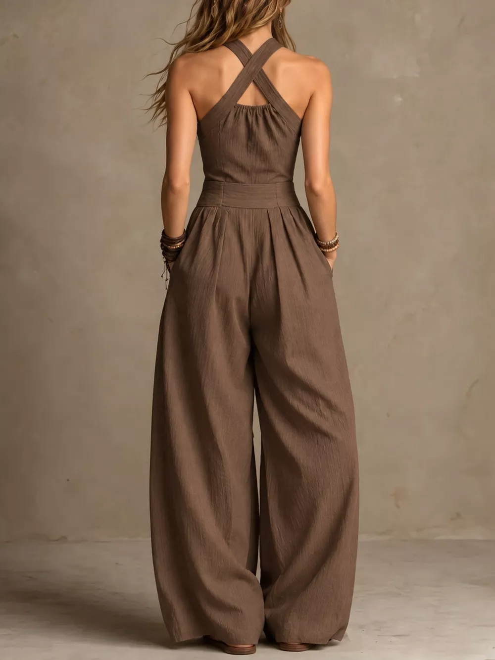 Full Size Halter Neck Wide-Leg Jumpsuit Plus Size, image 42
