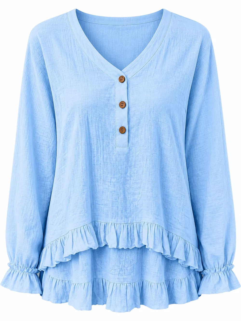 V-Neck Long Sleeve Ruffled Hem Blouse, image 16