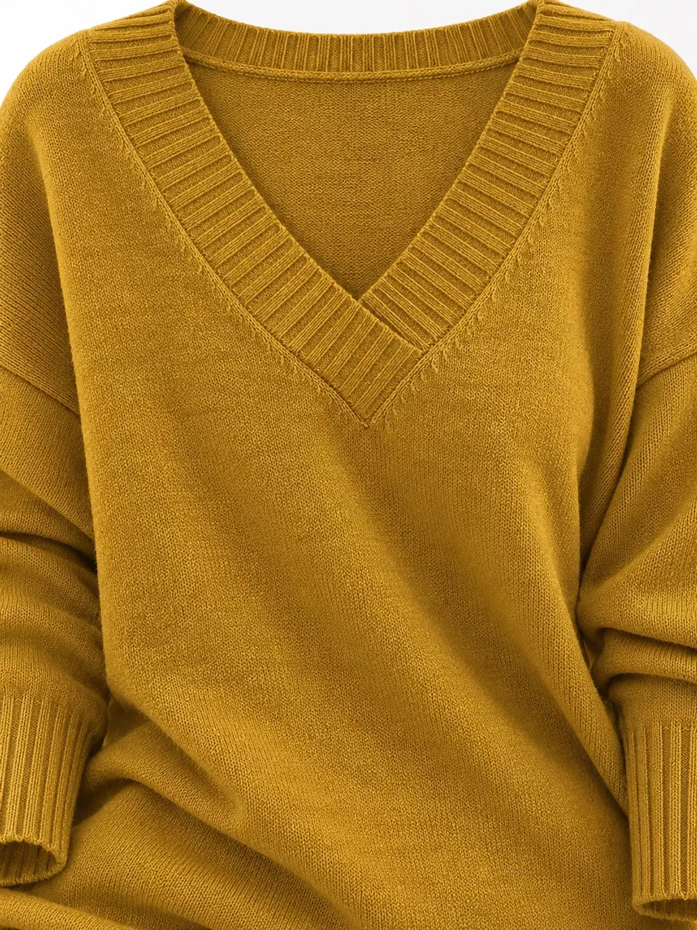 Full Size V-Neck Dropped Shoulder Sweater Plus Size, image 18