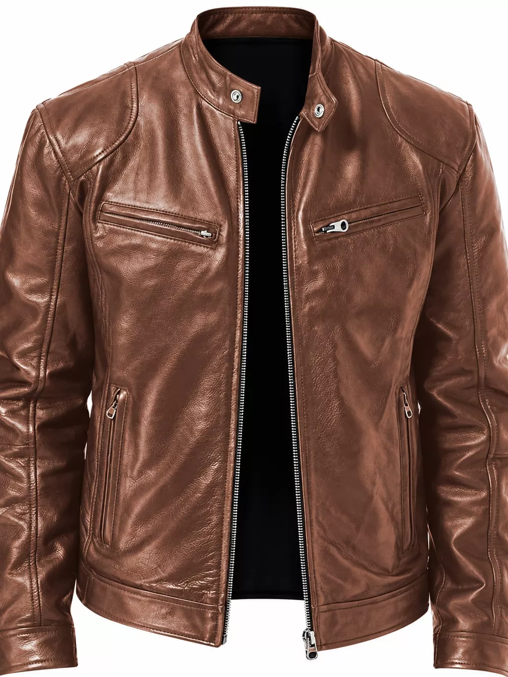 Men's Full Size Faux Leather Zip Up Jacket Plus Size, image 92
