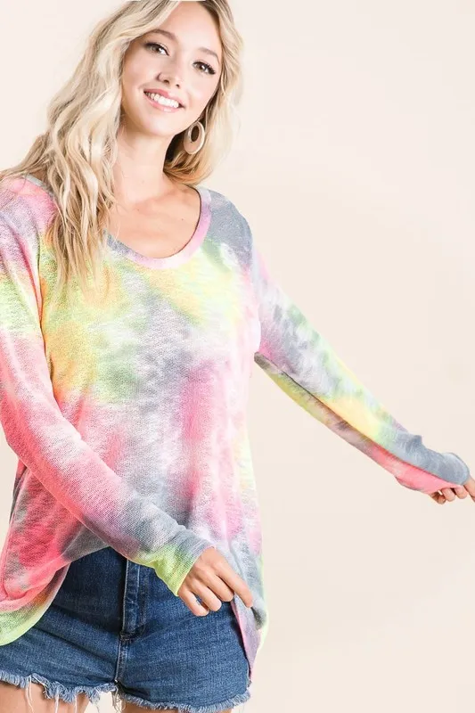Tie Dye Print Low Gauge Knit Top, image 12