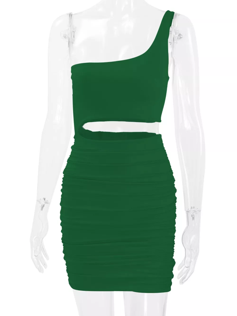 One-Shoulder Cutout Ruched Bodycon Mini Dress, image 43