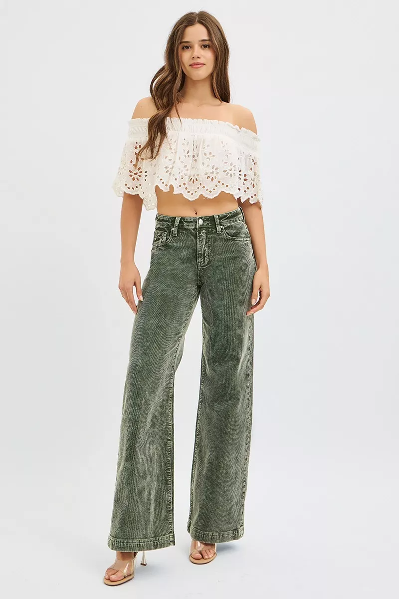 Full Size High Rise Wide Leg Corduroy Jeans Plus Size, image 3