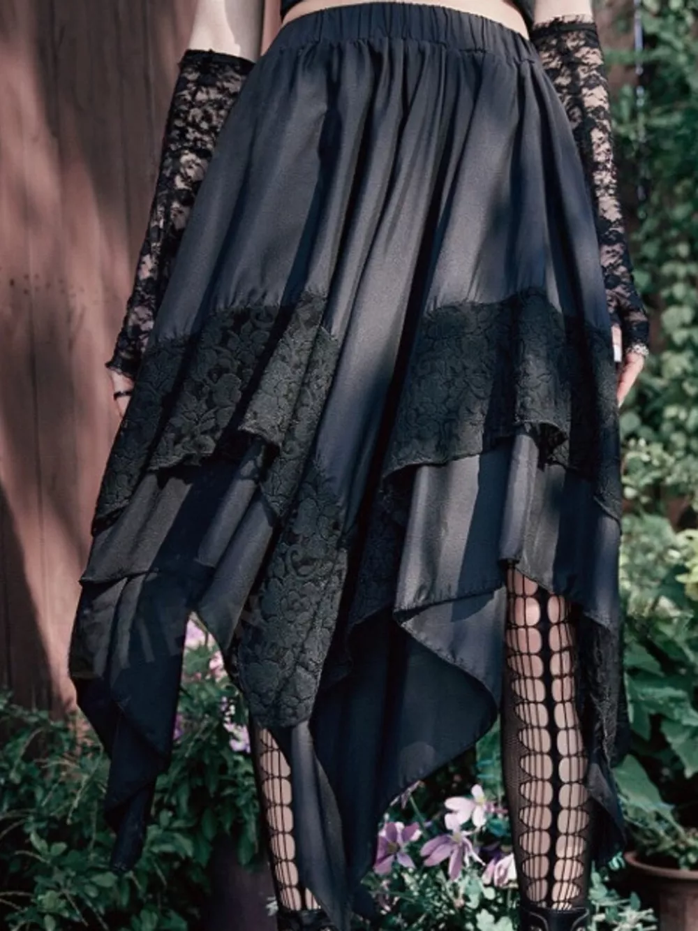 Full Size Asymmetrical Hem Lace Detail Skirt Plus Size, image 5