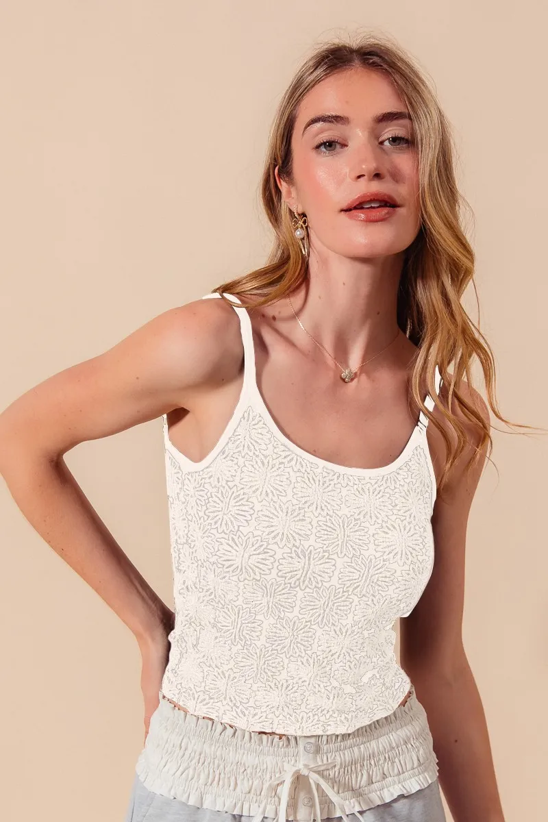 Two Tone Floral Seamless Tank Top