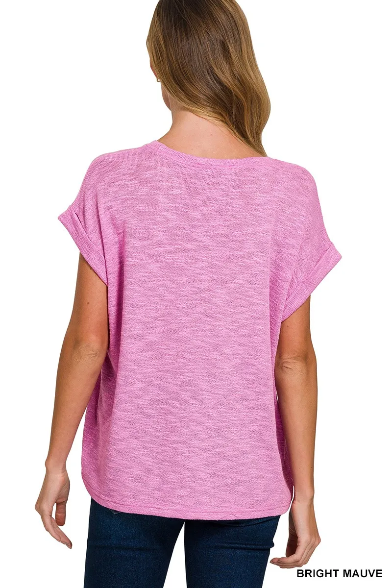 Hacci Slub Rolled Up Sleeve Tee, image 3