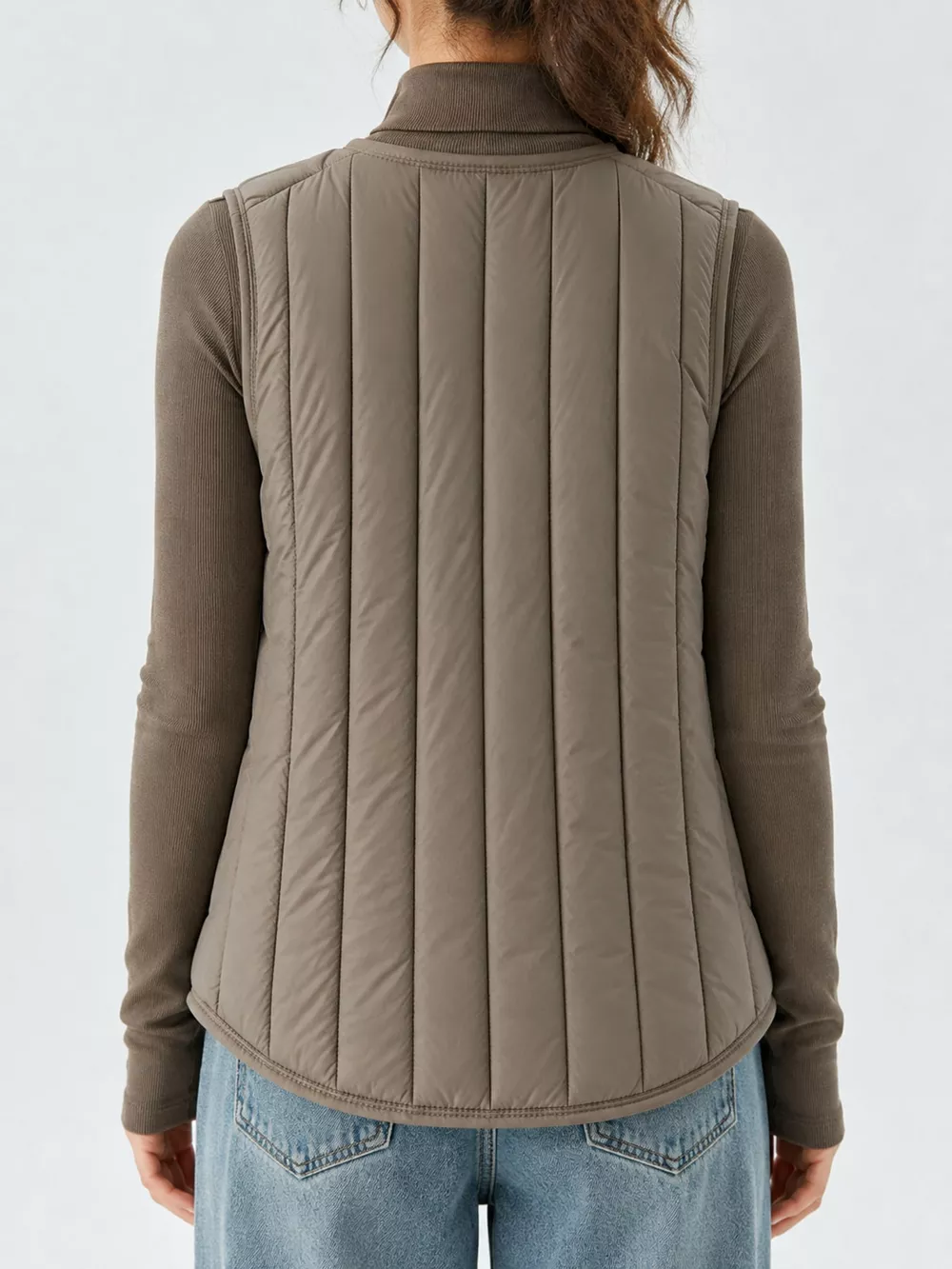 Full Size Quilted Button Up Vest Coat Plus Size, image 46