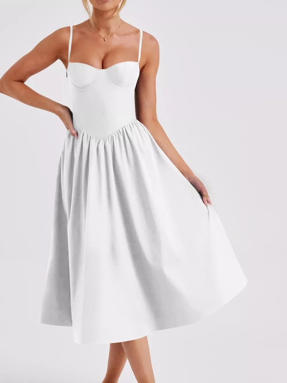 Sweetheart Neck Midi Cami Dress