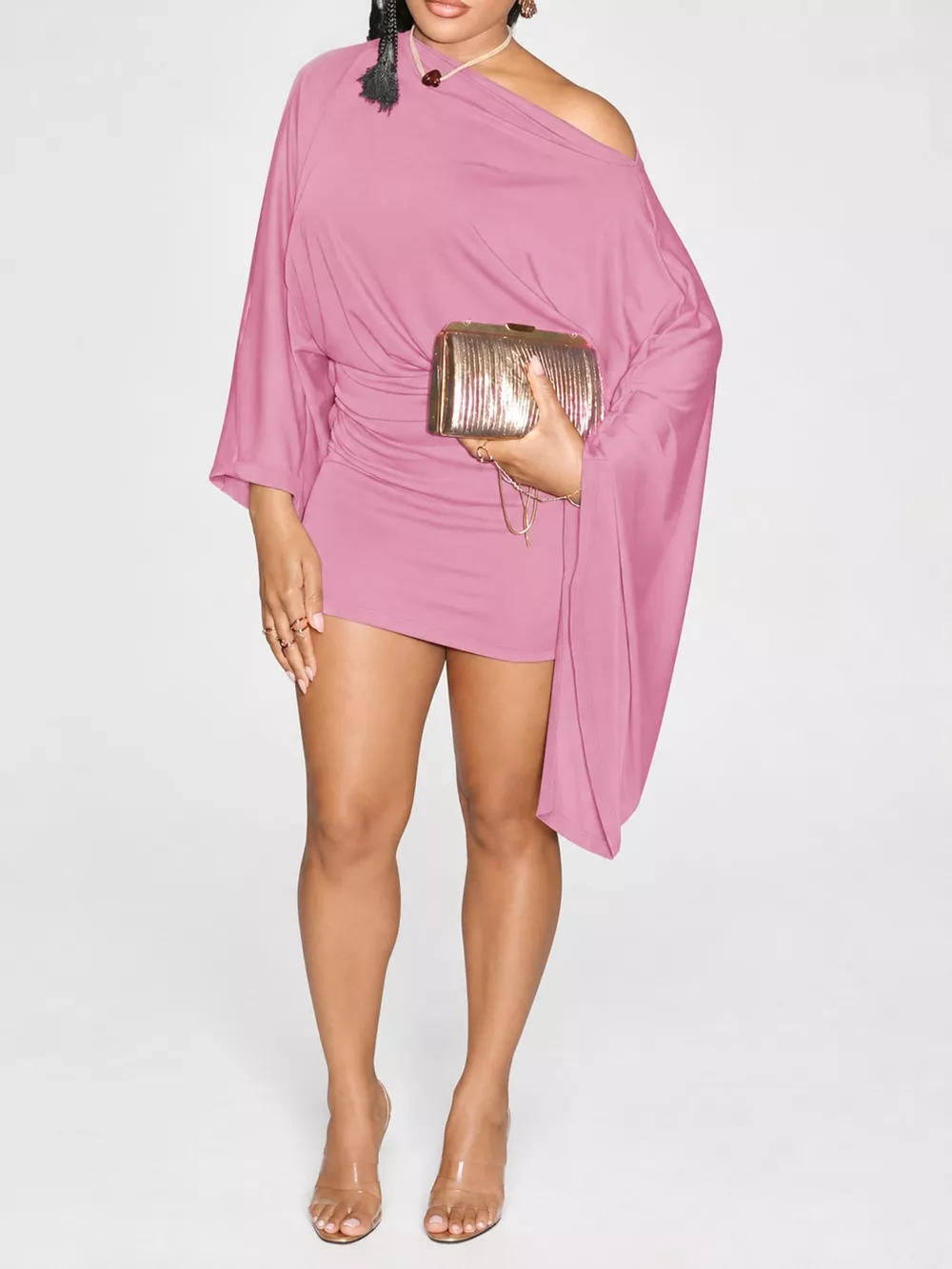 One-Shoulder Draped Bodycon Mini Dress, image 12
