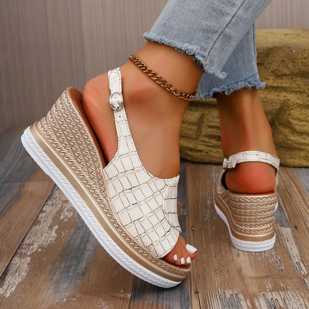 Open Toe Wedge Slingback Sandals, image 6