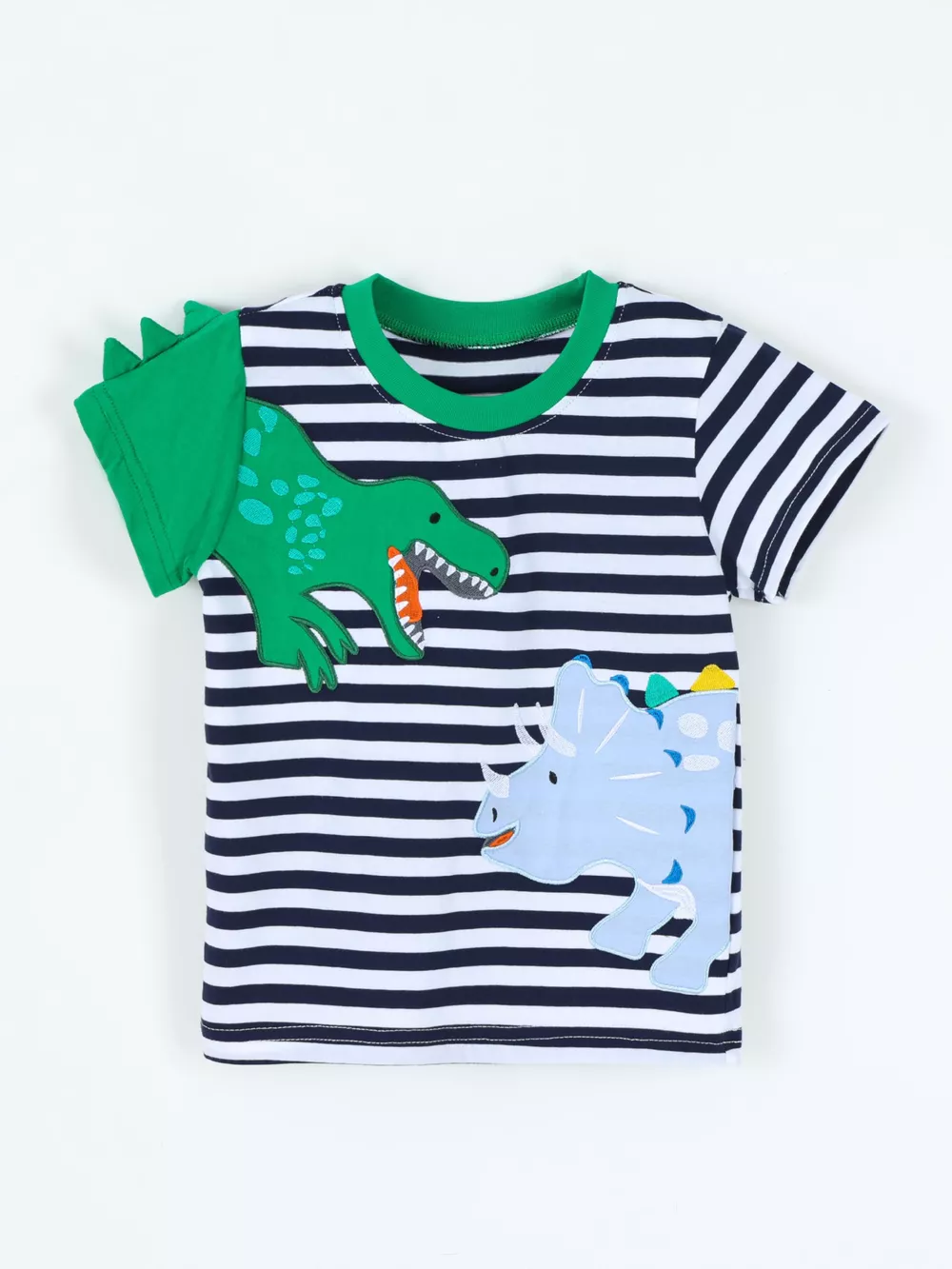 Children's Dinosaur Striped Short Sleeve T-Shirt, image 2