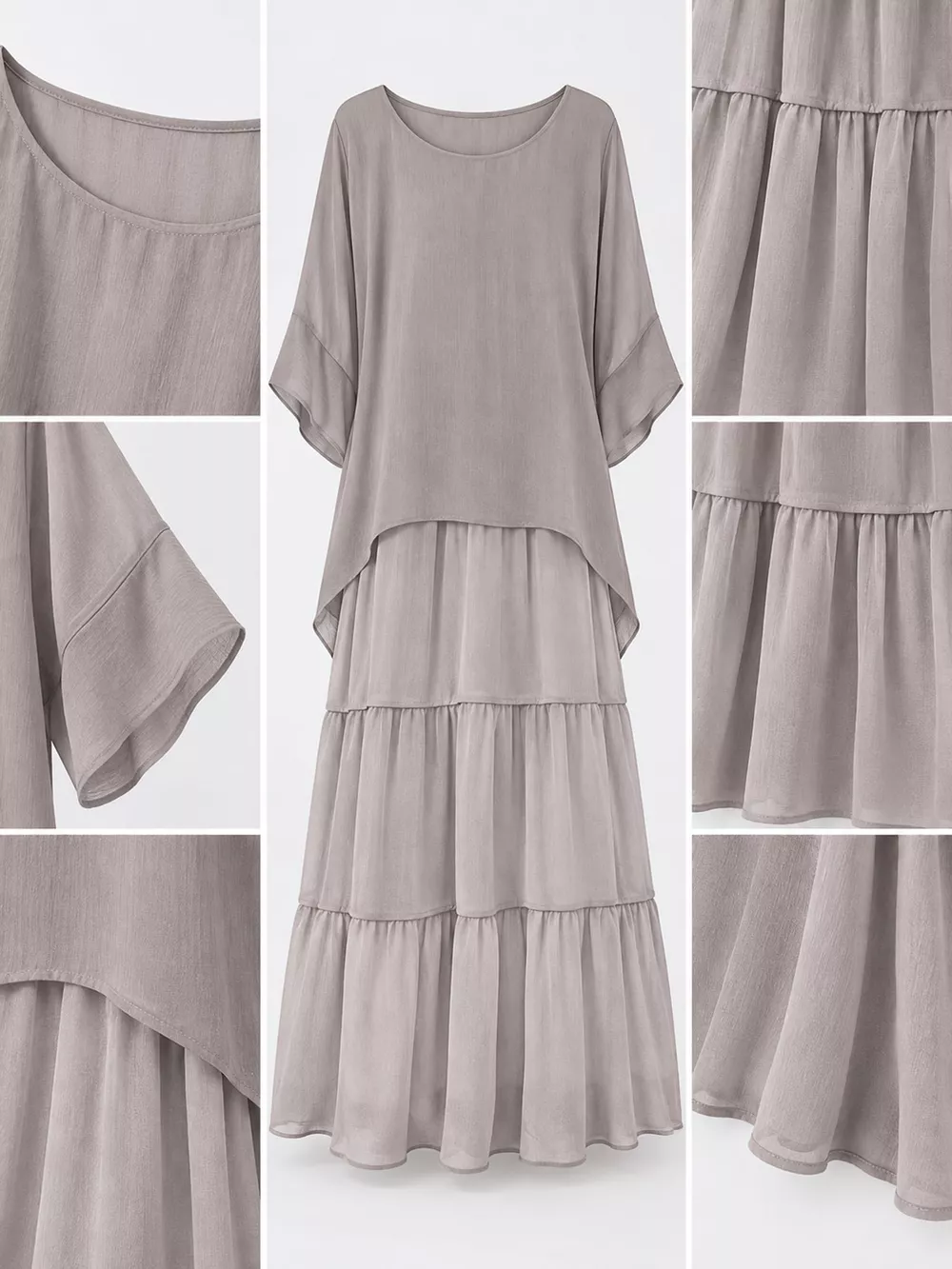 Full Size Layered Batwing Sleeve Maxi Dress Plus Size, image 4