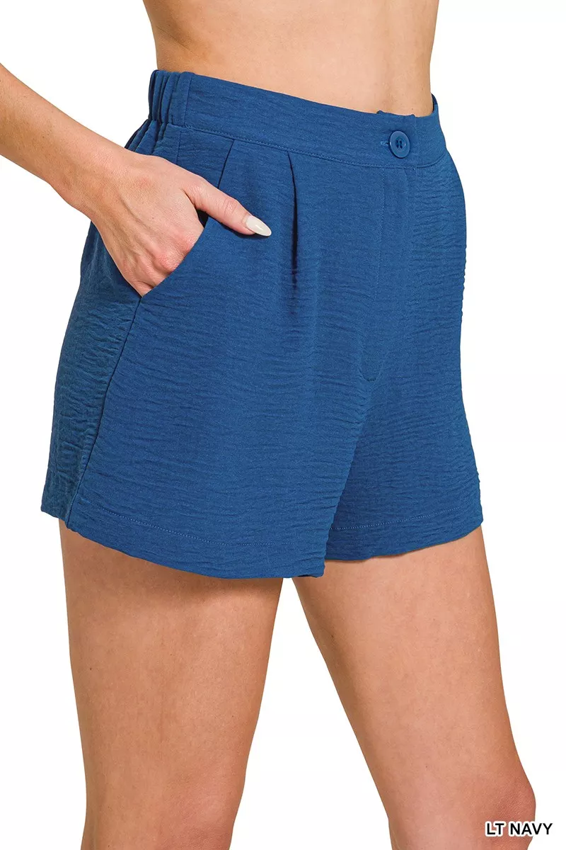 Woven Airflow Back Elastic Waist Shorts, image 3