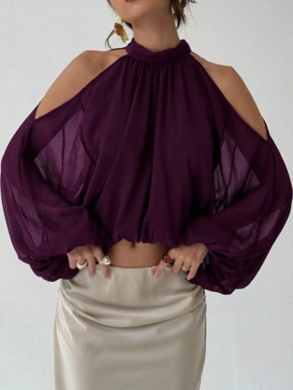 Cold-Shoulder Long Sleeve Blouse, image 15
