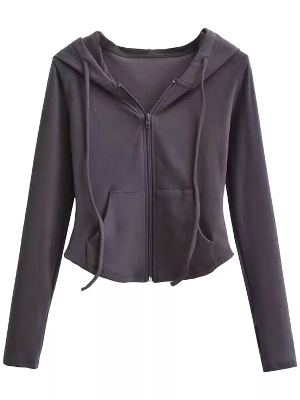 Drawstring Zip-Up Slim Fit Hoodie, image 17