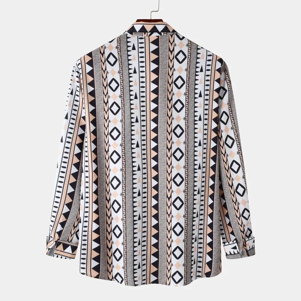 Men's Geometric Print Long Sleeve Shirt, image 2