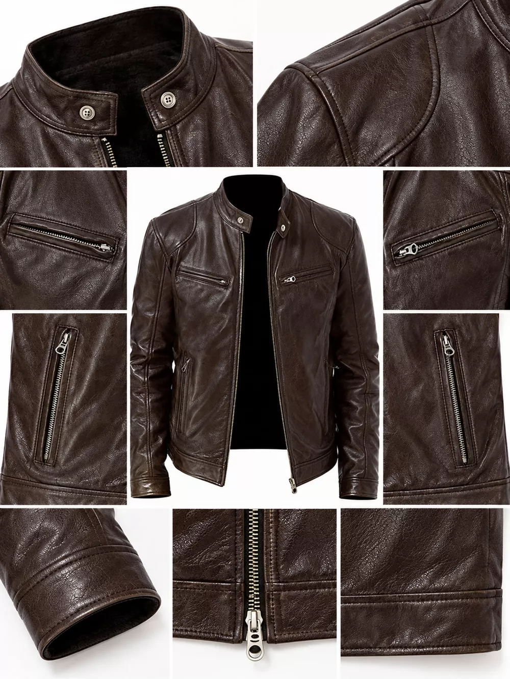 Men's Full Size Faux Leather Zip Up Jacket Plus Size, image 62