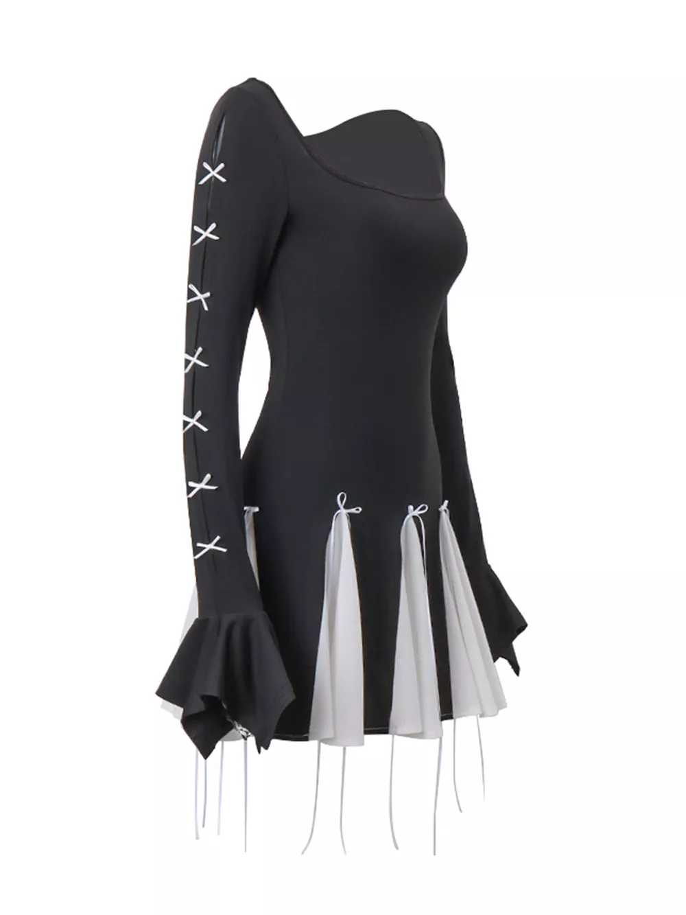 Two Tone Bowknot Decor Mini Dress, image 9