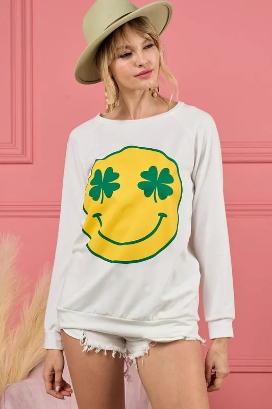Smile Face Graphic Round Neck Long Sleeve Top, image 4
