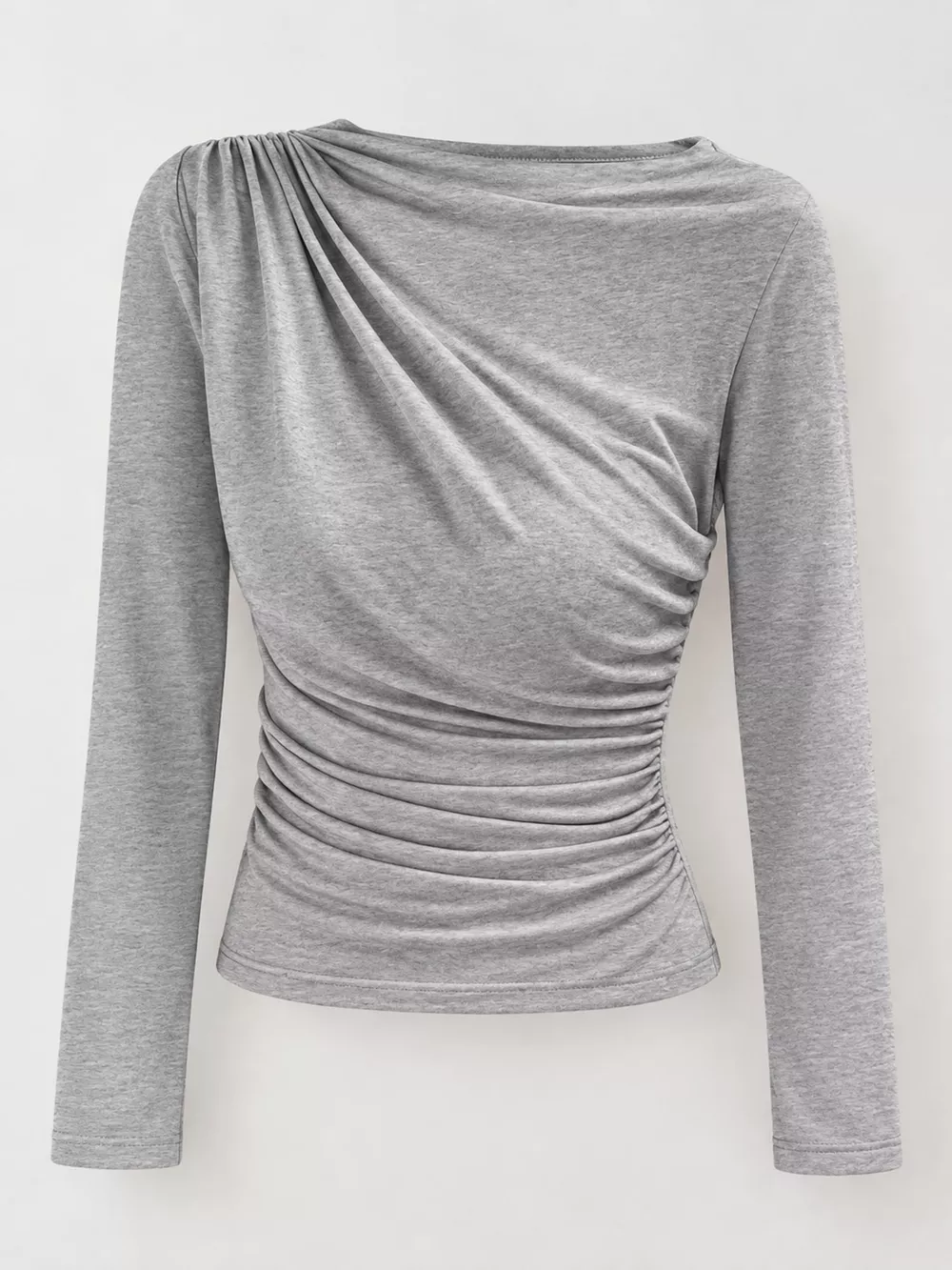 Ruched Long Sleeve Slim-Fit T-Shirt, image 24