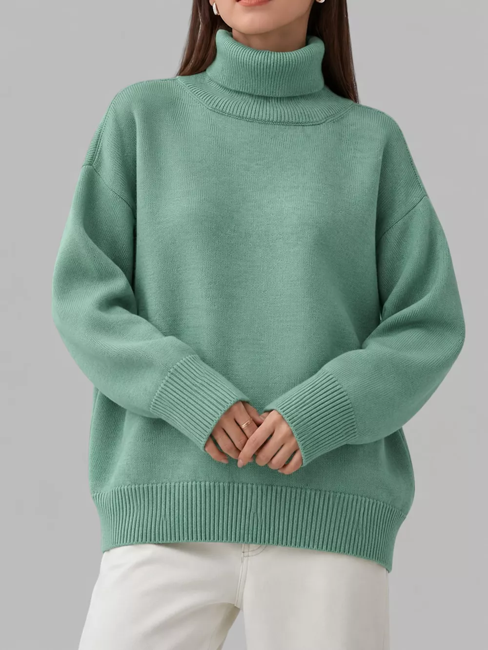 Turtleneck Dropped Shoulder Sweater, image 20