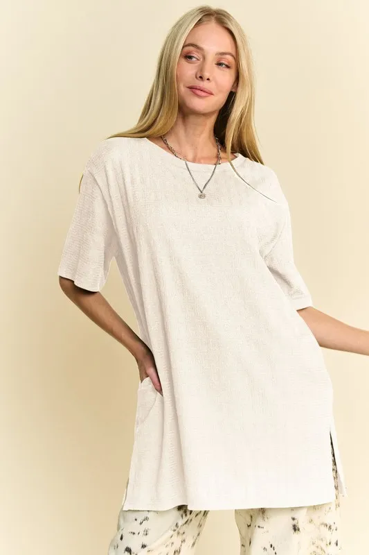 Short Sleeve Side Slit T-Shirt with Pockets, image 7