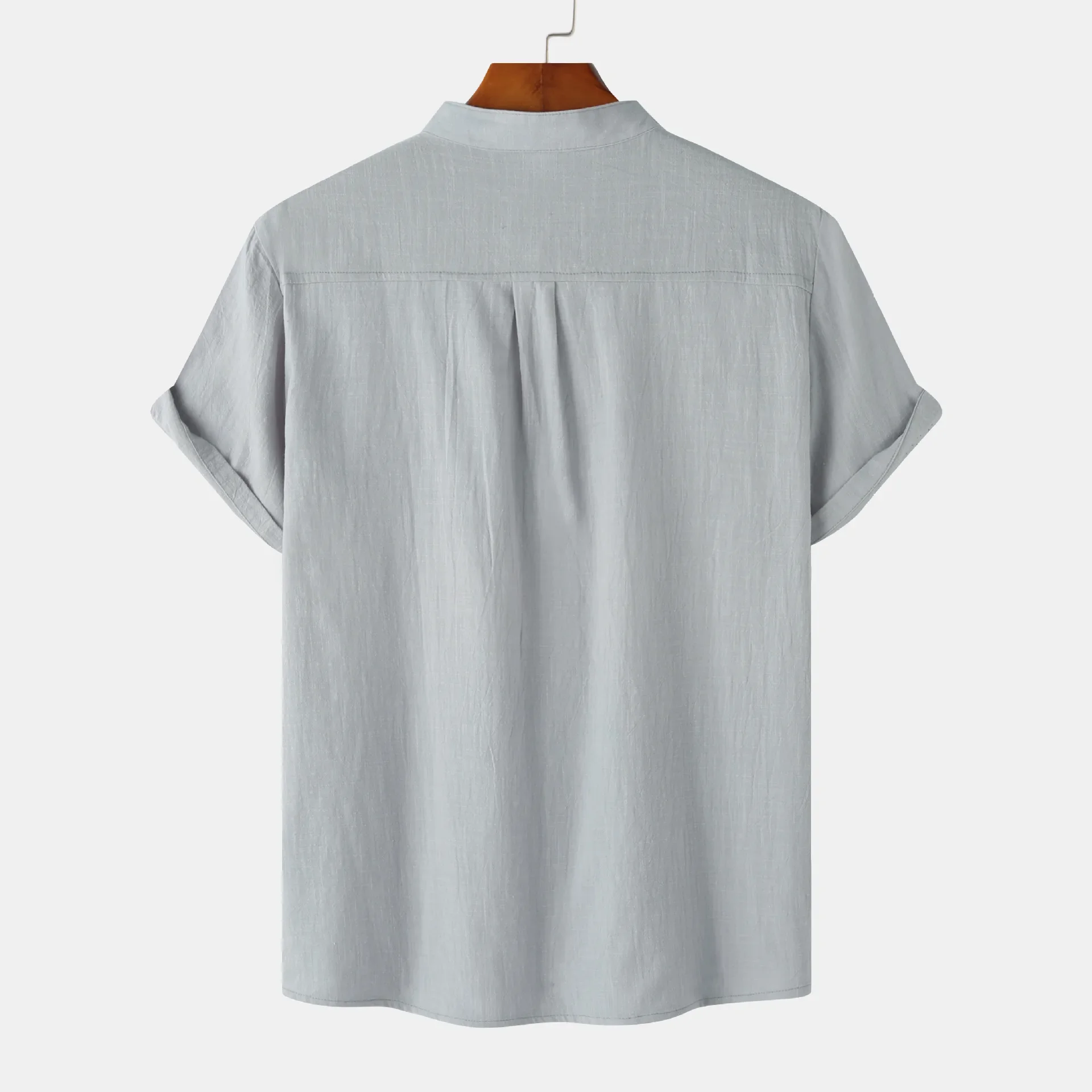Men's Mandarin Collar Short Sleeve Henley Shirt, image 17