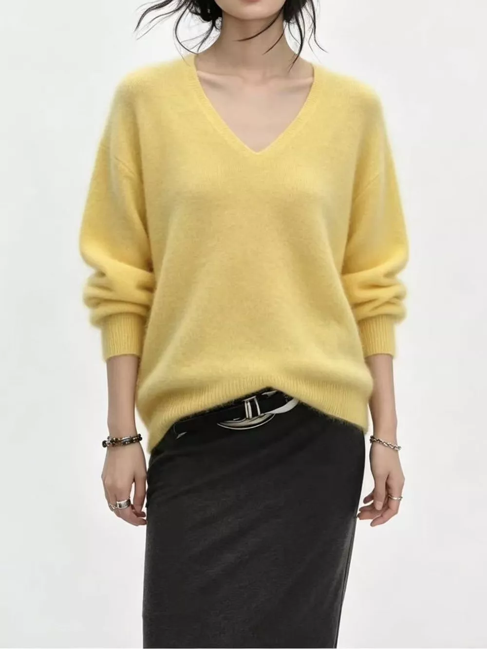 V-Neck Dropped Shoulder Sweater, image 5