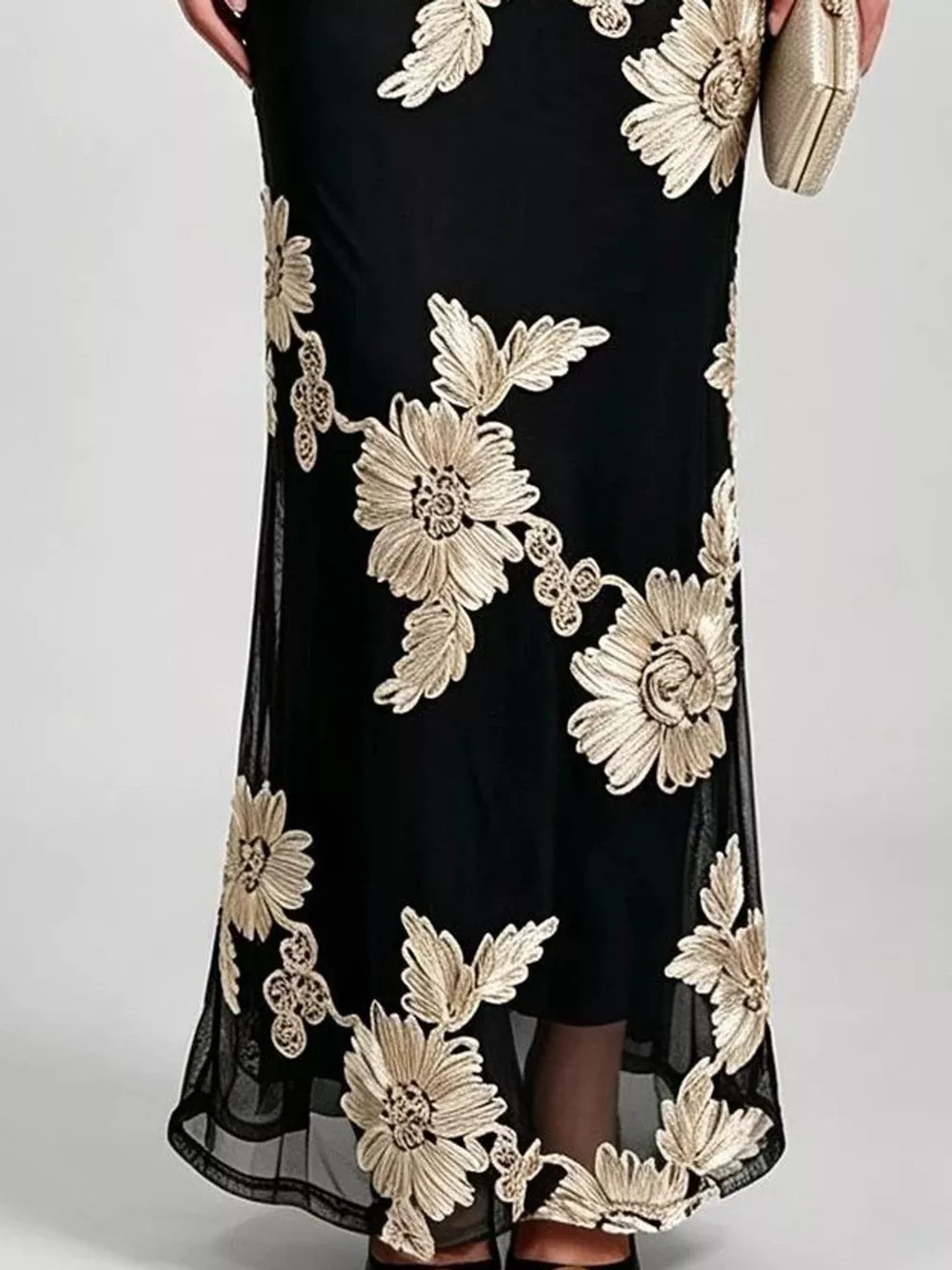 One-Shoulder Floral Embroidered Maxi Dress, image 21