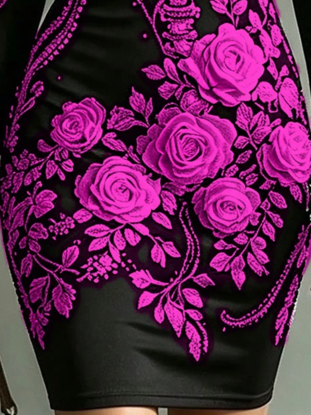 Skeleton Floral Long Sleeve Bodycon Dress, image 14