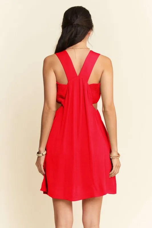 Washed Satin Cutout Skirt Bandeau Mini Dress, image 3