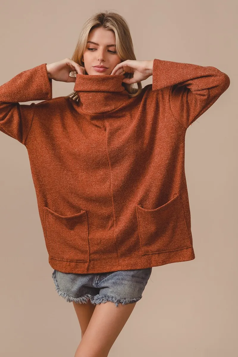 Piper Rib Double Pocket Turtle Neck Sweater, image 7