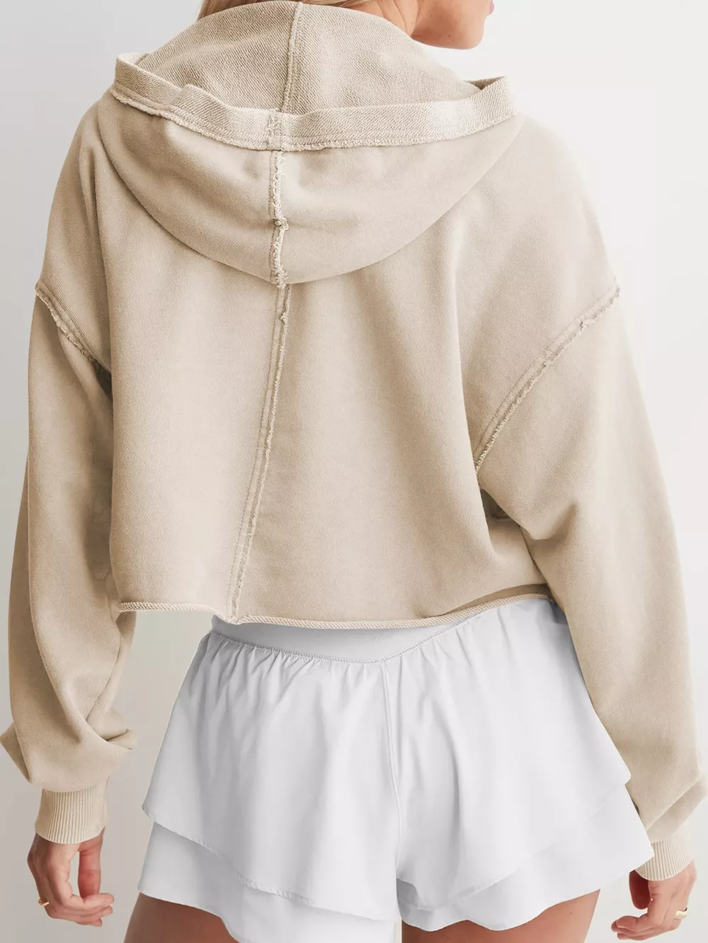 Dropped Shoulder Cropped Hoodie, image 29