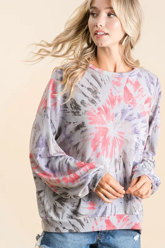 Tie Dye Print Terry Pull Over, image 4