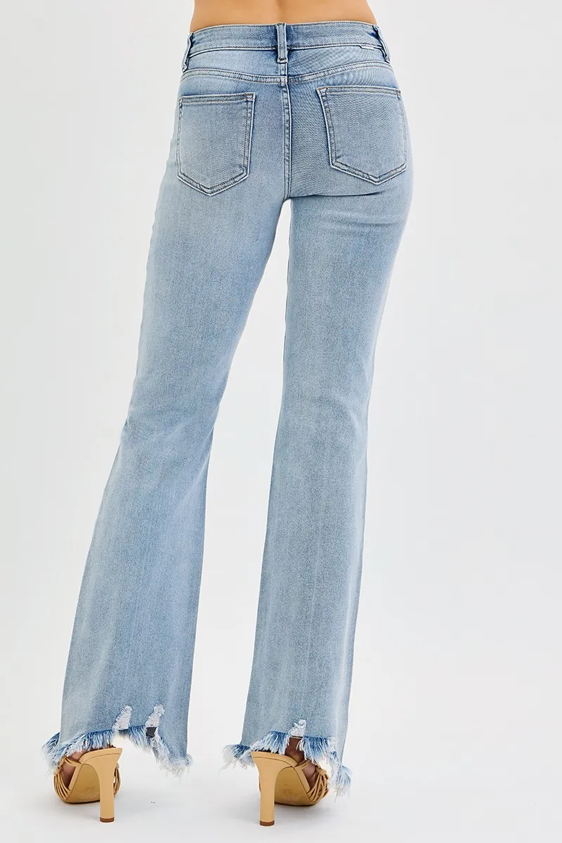 Full Size Tummy Control Mid Rise Flare Jeans with Fray Hem Detailed Plus Size, image 5