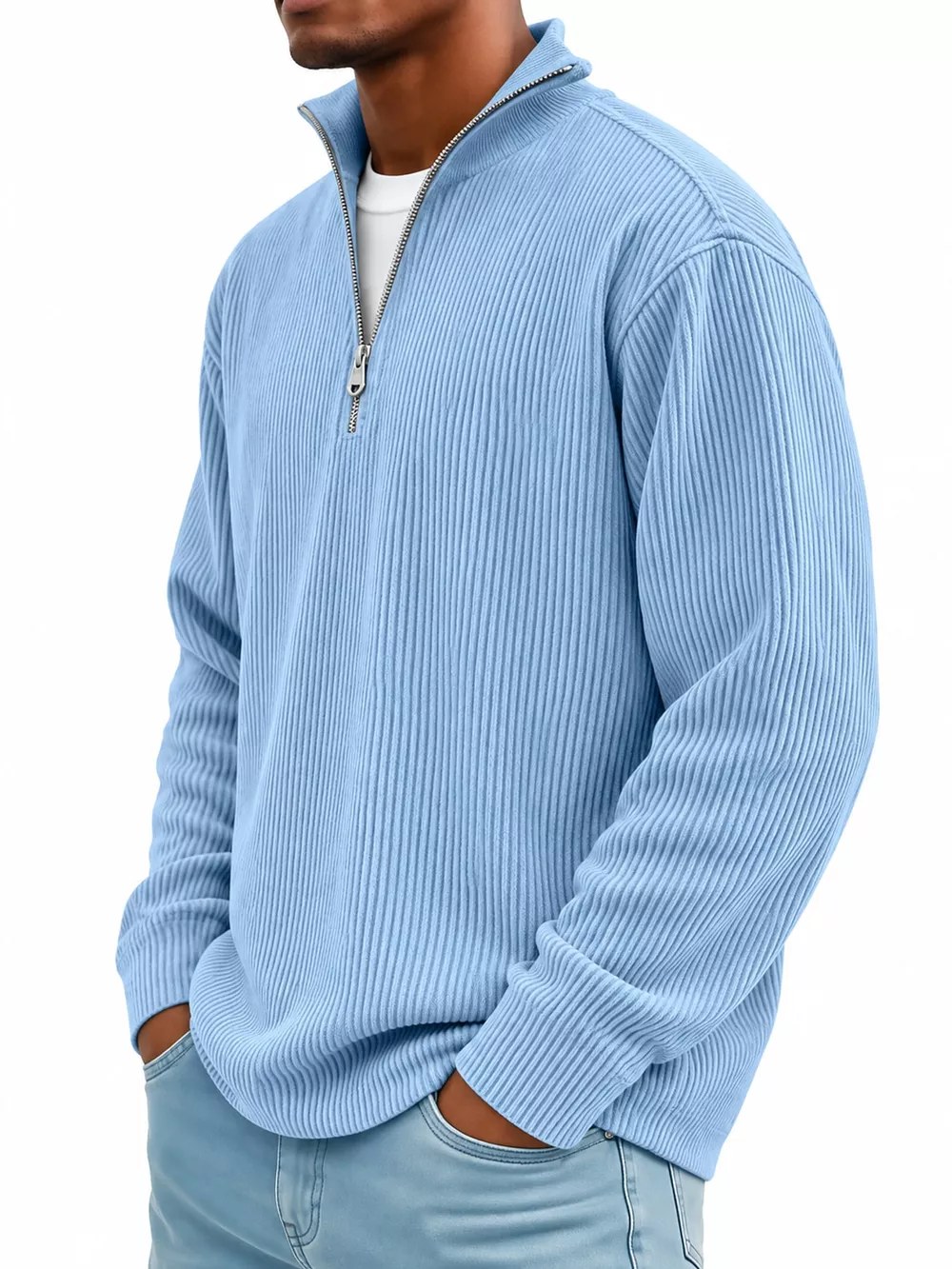 Men's Full Size Quarter-Zip Long Sleeve Sweatshirt Plus Size, image 2