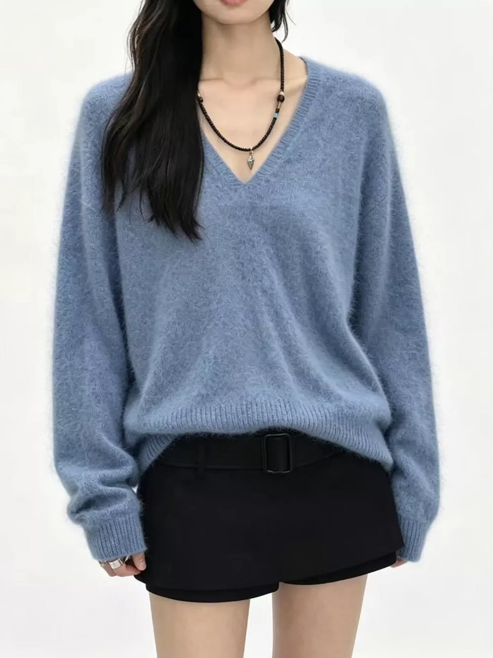 V-Neck Dropped Shoulder Sweater, image 28