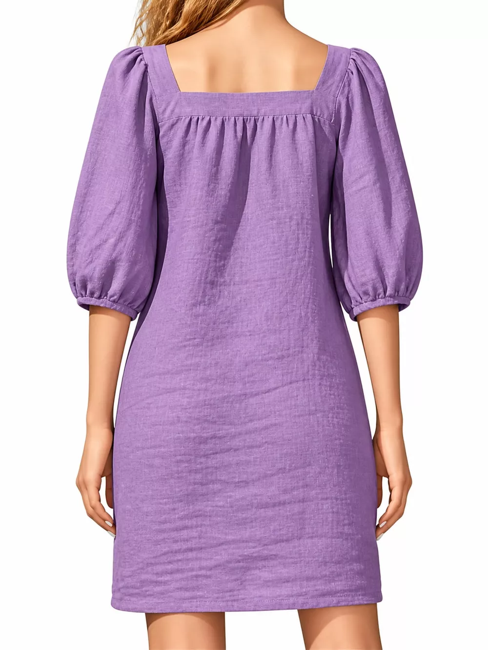 Square Neck Puff Sleeve Mini Dress, image 32