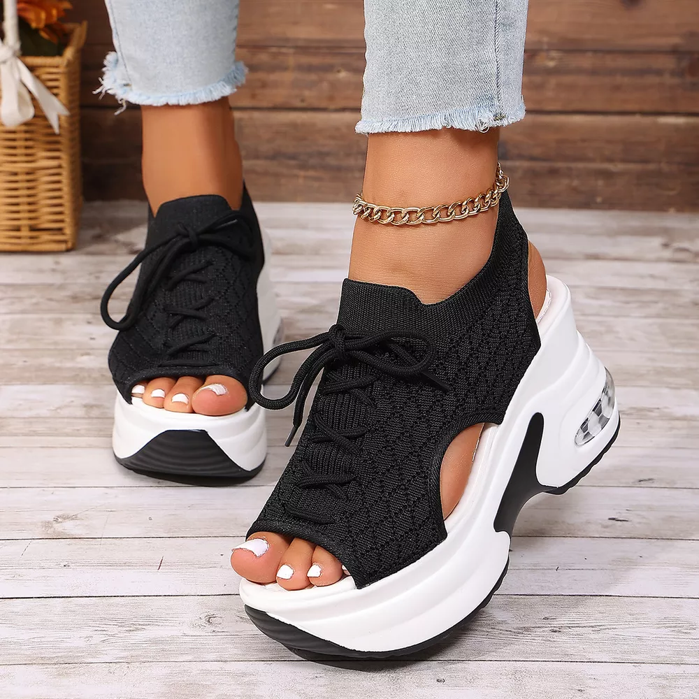 Peep Toe Wedge Sandals, image 6