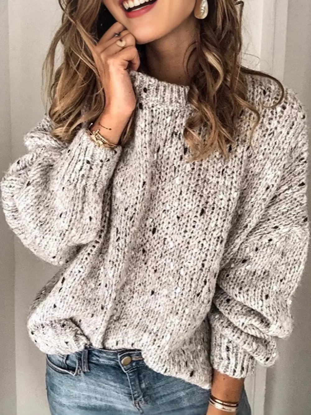 Chunky Knit Round Neck Sweater, image 15