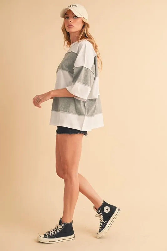 Color Block Round Neck Short Sleeve T-Shirt, image 3