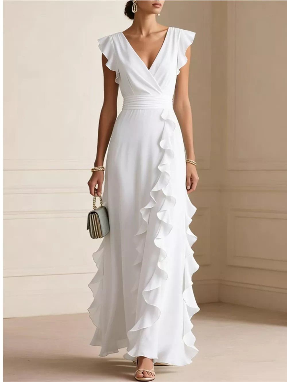Ruffled Surplice Sleeveless Maxi Dress, image 16