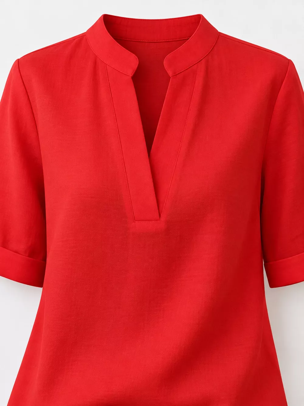 Full Size Notched Short Sleeve Blouse Plus Size, image 36