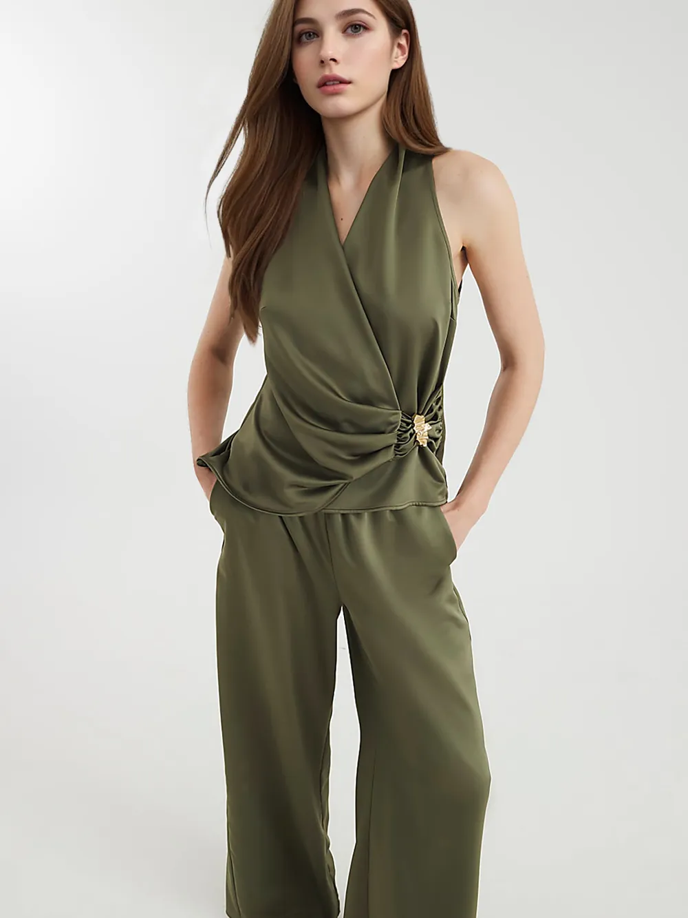 Surplice Sleeveless Top and Pants Set, image 5