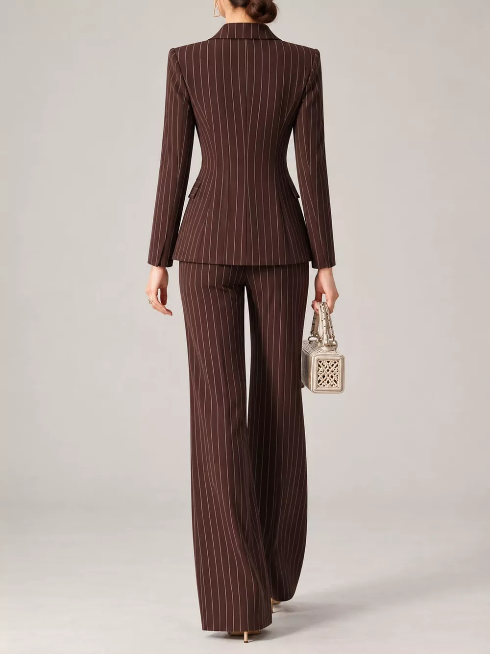 Double-Breasted Pinstripe Blazer and Wide-Leg Pants Set, image 29