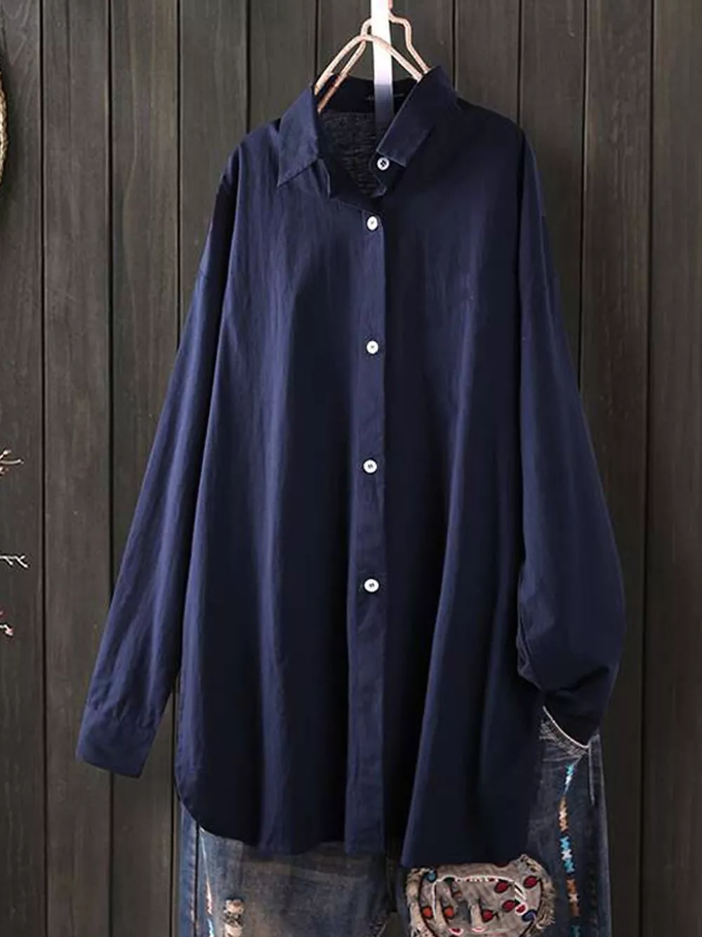Full Size Oversized Button-Down Long Sleeve Shirt Plus Size, image 29