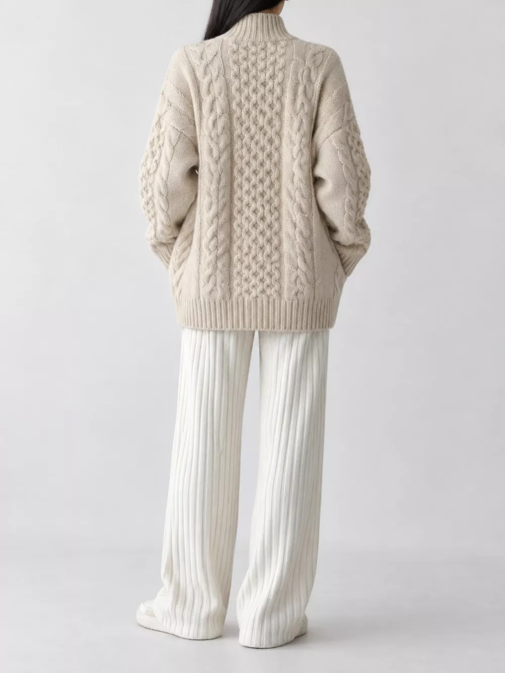 Full Size Cable-Knit Zip-Up Cardigan Plus Size, image 5